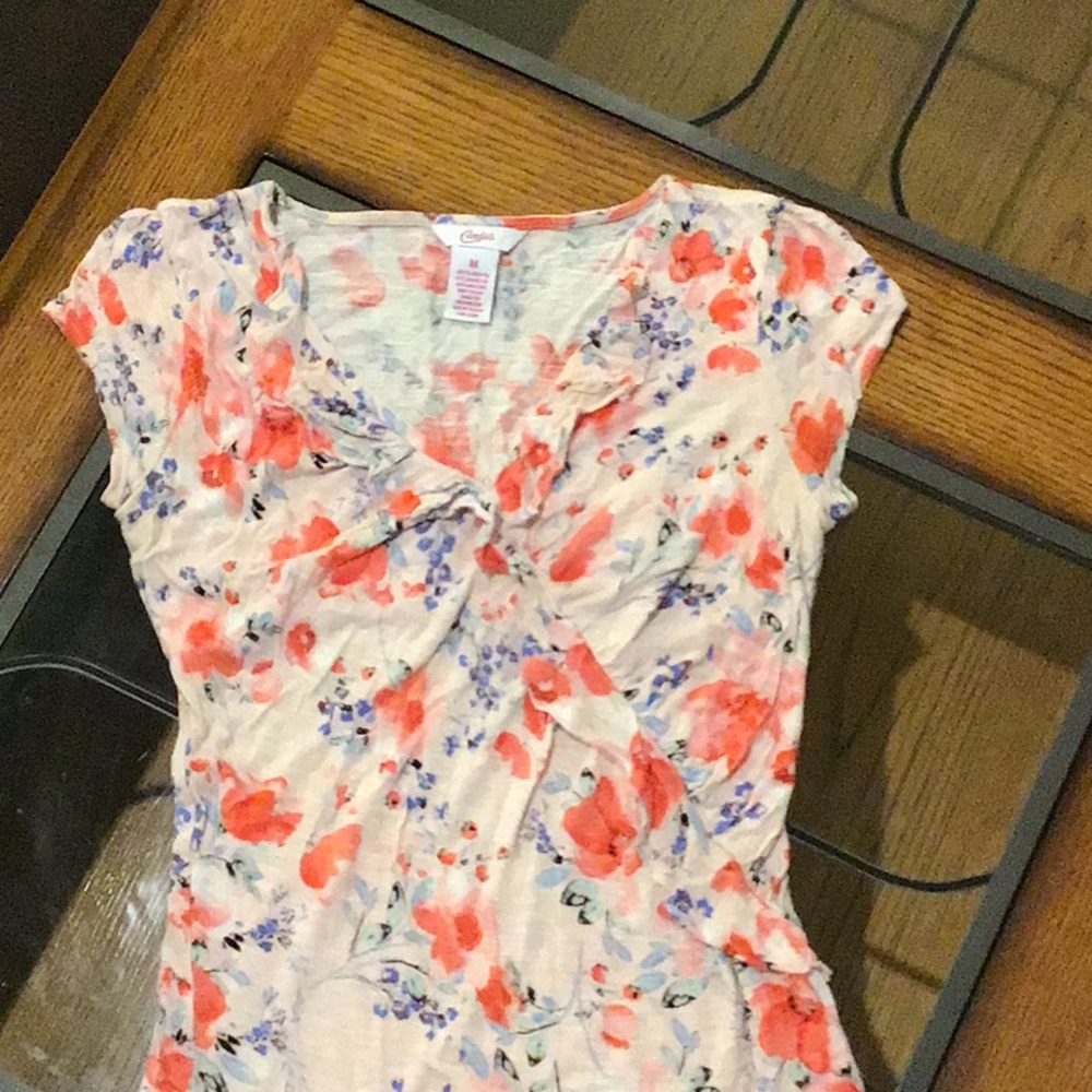 Candies short sleeve flower pattern ruffle top